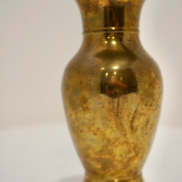 Vintage Decorative Brass Flower Vase | Boho Home Decor - Picture 3 of 10